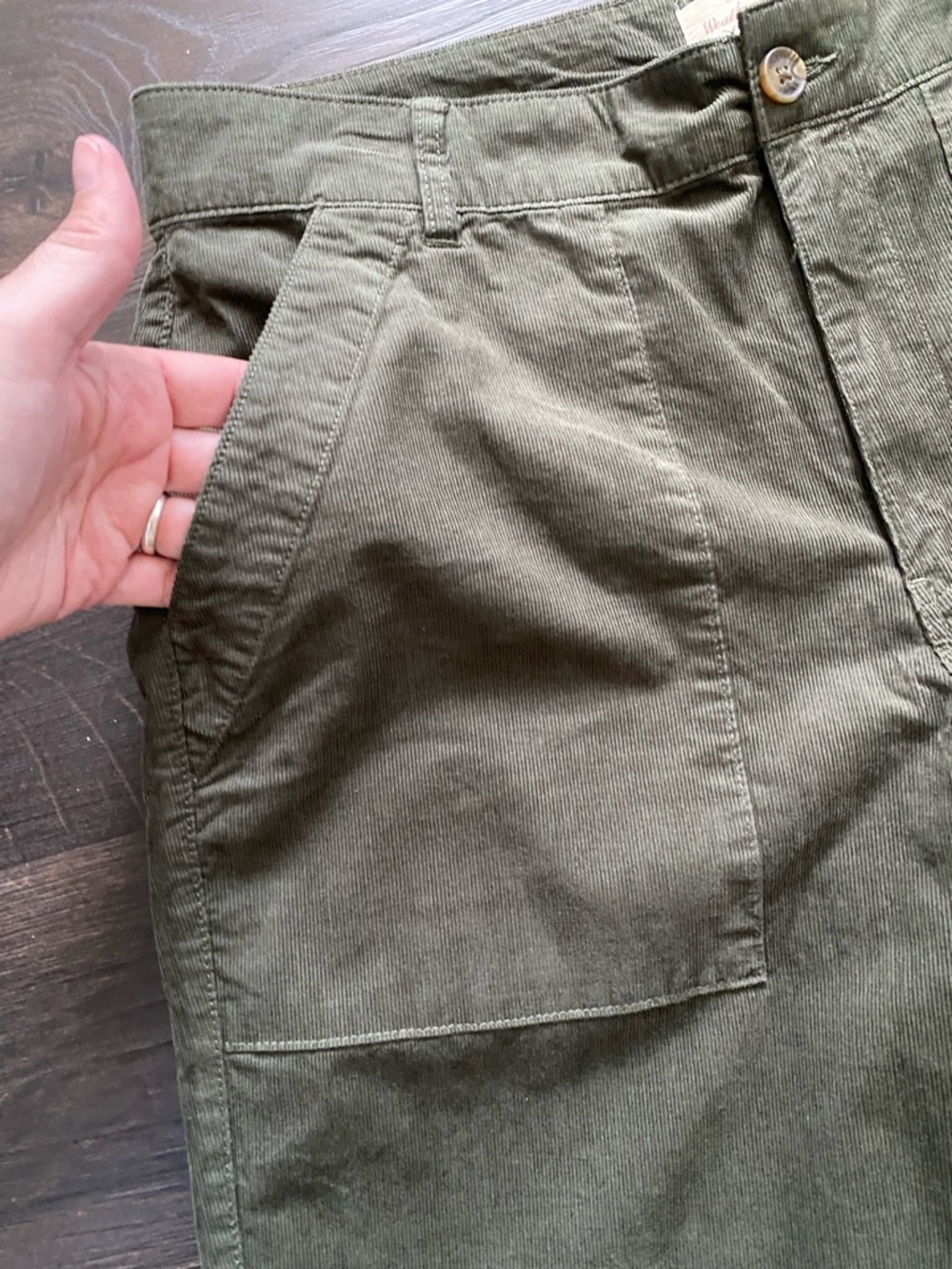 Weatherproof Olive Wide-leg Stretch Corduroy Pants Casual Size 10 - Picture 5 of 9